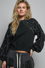 Load image into Gallery viewer, POL Knit Sweater with Pearls in Black