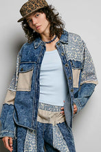 Load image into Gallery viewer, POL French Terry Patchwork Jacket in Indigo