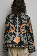 Load image into Gallery viewer, POL Lightweight Open Front Embroidered Jacket in Black Multi