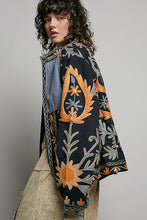Load image into Gallery viewer, POL Lightweight Open Front Embroidered Jacket in Black Multi
