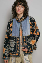 Load image into Gallery viewer, POL Lightweight Open Front Embroidered Jacket in Black Multi