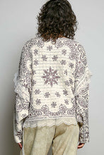 Load image into Gallery viewer, POL Mixed Pattern Knit Sweater with Lace Details in Cream/Choco Multi