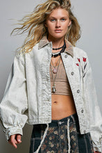 Load image into Gallery viewer, POL Floral Embroidered Jacket in Stone/Camel
