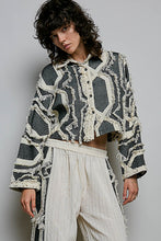 Load image into Gallery viewer, POL Frayed Trim Woven Shirt Jacket in Natural Multi