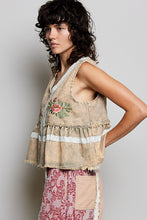 Load image into Gallery viewer, POL Embroidered Twill Vest in Dusty Olive