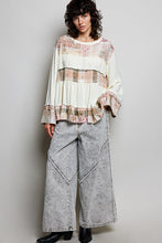 Load image into Gallery viewer, POL Baby Doll Top with Mixed Print Ruffle Details in Vanilla Cream