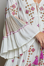 Load image into Gallery viewer, POL Merrow Edge Tiered Cotton Maxi Dress in Ivory Multi