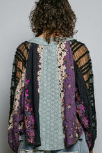 Load image into Gallery viewer, POL Contrasting Mixed Fabric Peasant Top in Black