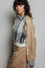 Load image into Gallery viewer, POL Textured Multi-Color Stripe Zip-Up Jacket in Denim Multi
