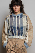 Load image into Gallery viewer, POL Textured Multi-Color Stripe Zip-Up Jacket in Denim Multi
