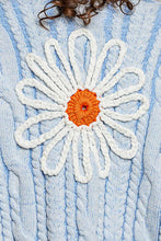Load image into Gallery viewer, POL Knit Cardigan with Flower Details in Sky Blue