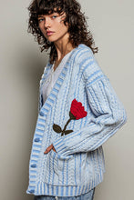Load image into Gallery viewer, POL Knit Cardigan with Flower Details in Sky Blue