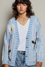 Load image into Gallery viewer, POL Knit Cardigan with Flower Details in Sky Blue