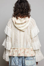 Load image into Gallery viewer, POL Mixed Fabric Hooded Top in Natural