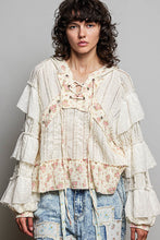 Load image into Gallery viewer, POL Mixed Fabric Hooded Top in Natural