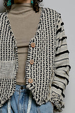 Load image into Gallery viewer, POL Textured Geometric Fringe Cardigan in Natural Multi