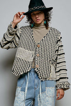 Load image into Gallery viewer, POL Textured Geometric Fringe Cardigan in Natural Multi