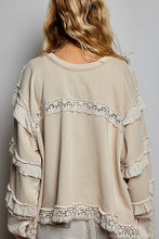 Load image into Gallery viewer, POL Knit Top with Ruffle Detailed Mixed Lace in Nude Beige
