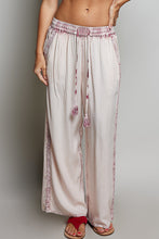 Load image into Gallery viewer, POL Embroidered Tassel Drawstring Wide Leg Pants in Rose Pink