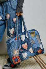 Load image into Gallery viewer, POL Patchwork Denim Tote Bag in Deep Denim