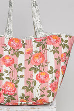 Load image into Gallery viewer, POL Vintage Rose Quilted Tote Bag in Pink Multi