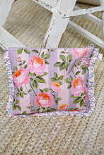 Load image into Gallery viewer, POL Floral Quilted Ruffle Trim Pouch in Lavender Multi