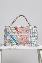 Load image into Gallery viewer, POL Floral Plaid Patchwork Quilted Tote Bag in Pink/Sage