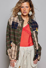 Load image into Gallery viewer, POL Mixed Plaid Button Down Top in Green Multi