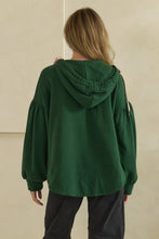 Load image into Gallery viewer, Veveret Oversized V-Neck Hoodie Top in Hunter Green