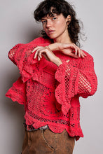 Load image into Gallery viewer, POL Crochet Knit Sweater in Apple Red