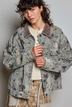 Load image into Gallery viewer, POL Beaded Washed Denim Jacket in Choco Leopard