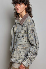 Load image into Gallery viewer, POL Beaded Washed Denim Jacket in Choco Leopard
