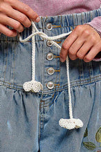 Load image into Gallery viewer, POL Floral Embroidered Wide-Leg Twill Pants in Denim