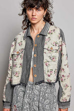 Load image into Gallery viewer, POL Floral Patchwork Cropped Jacket in Black Multi
