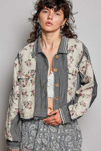 Load image into Gallery viewer, POL Floral Patchwork Cropped Jacket in Black Multi