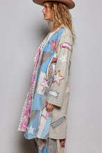 Load image into Gallery viewer, POL Mixed Patchwork Lace Trim Maxi Cardigan in Sand Multi