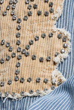 Load image into Gallery viewer, POL Denim Striped Jacket with Studded Flower Patches in Stripe Denim