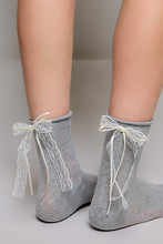 Load image into Gallery viewer, POL Cable Knit Lace Cuff Crew Socks
