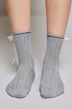 Load image into Gallery viewer, POL Cable Knit Lace Cuff Crew Socks