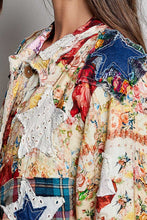 Load image into Gallery viewer, POL Mixed Patchwork Button-Front Jacket in Coral Multi
