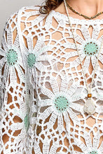 Load image into Gallery viewer, POL Flower Knit Crochet Top in Off White/Mint