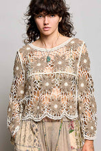 Load image into Gallery viewer, POL Scalloped Floral Crochet Knit Top in Mocha Multi