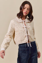 Load image into Gallery viewer, So Me Quilted Floral Jacket with Front Ties in Beige Multi