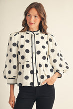 Load image into Gallery viewer, Jodifl Button Down Polka Dot Peplum Top in White