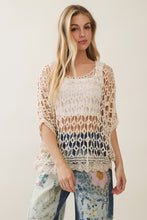Load image into Gallery viewer, Veveret Boho Breeze Crochet Knit Top in Cream