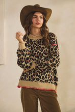 Load image into Gallery viewer, LovLov Knit Sweater with Contrasting Details in Leopard
