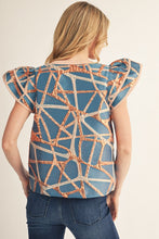 Load image into Gallery viewer, Jodifl Abstract Metallic Jacquard Top in Turquoise