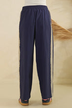 Load image into Gallery viewer, Veveret Nylon Track Pants with Lace Stripes in Navy