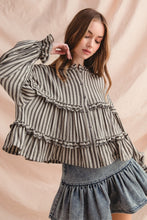 Load image into Gallery viewer, So Me Variegated Stripe Reversible Flowy Boho Top in Black