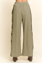Load image into Gallery viewer, Davi & Dani Heavy Waffle Knit Pants with Flower Patches in Sage